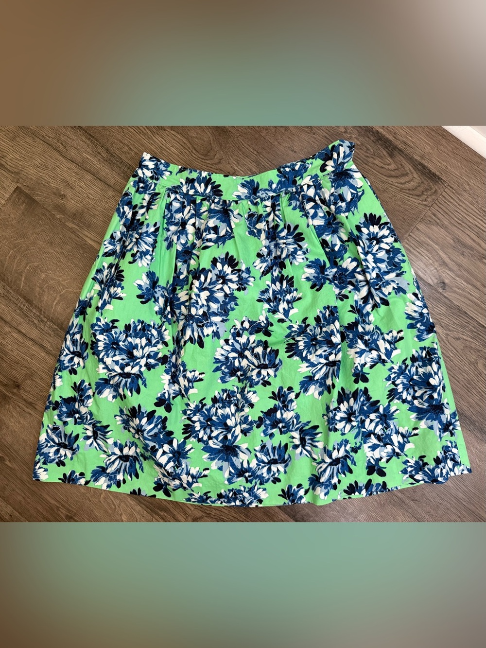 J Crew Women’s Green Blue Photo Floral Circle Patio Skirt Size 6